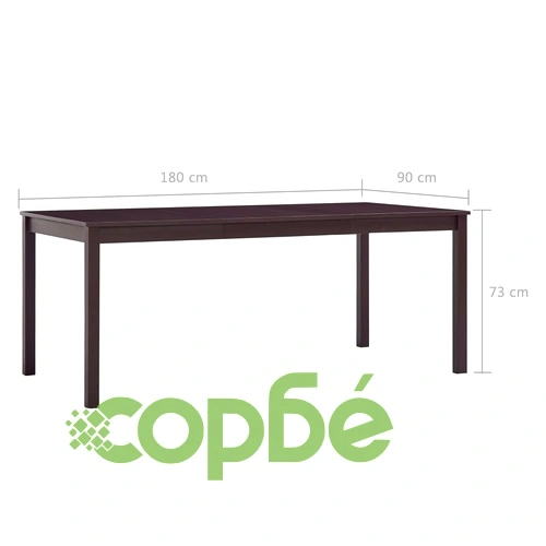 Трапезен комплект, 9 части, борова дървесина, тъмнокафяв ➤ топ цена ➤ sorbe.bg