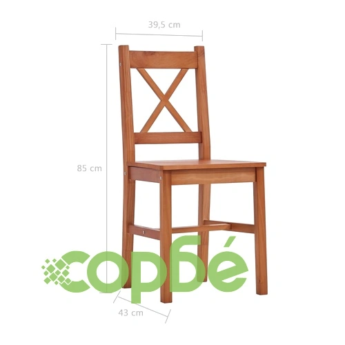 Трапезен комплект, 11 части, борова дървесина, меденокафяв ➤ топ цена ➤ sorbe.bg