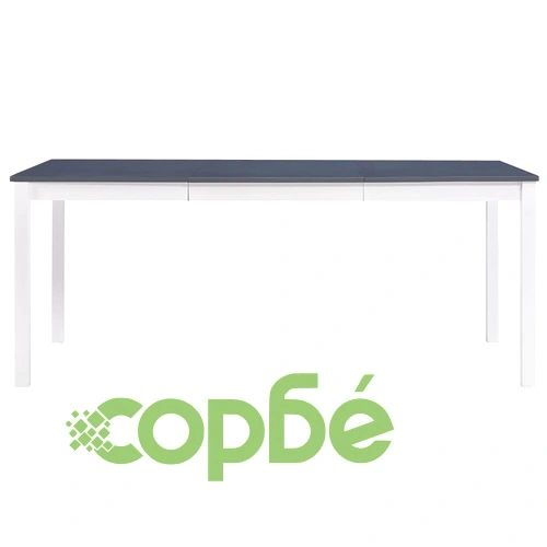 Трапезен комплект, 11 части, борова дървесина, бяло и сиво ➤ топ цена ➤ sorbe.bg