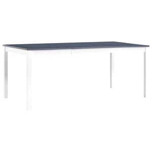 Трапезна маса, бяло и сиво, 180x90x73 см, борова дървесина