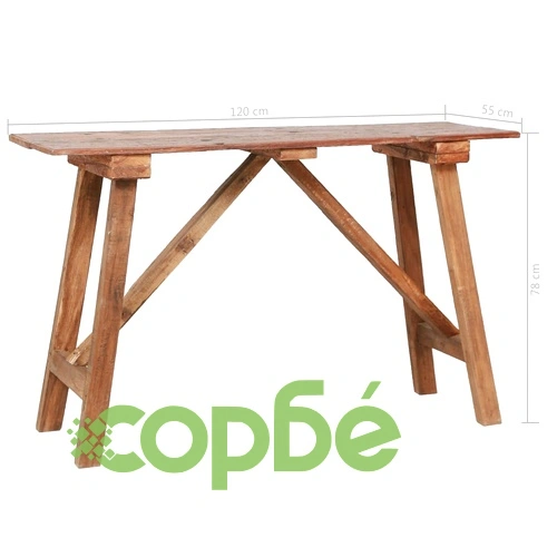 Трапезна маса, 120x55x78 см, регенерирано дърво масив ➤ топ цена ➤ sorbe.bg