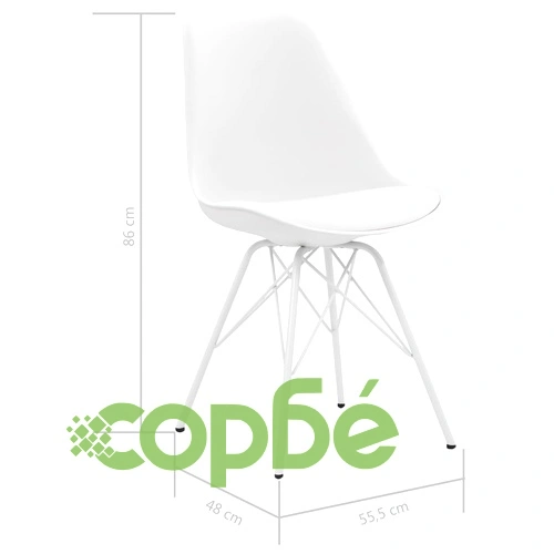 Трапезни столове, 2 бр, бели, изкуствена кожа ➤ топ цена ➤ sorbe.bg