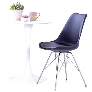 Трапезни столове, 2 бр, черни, изкуствена кожа