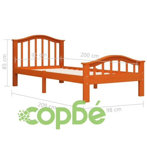 Рамка за легло, меденокафява, бор масив, 90x200 см ➤ топ цена ➤ sorbe.bg