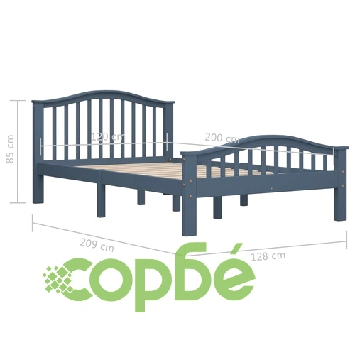 Рамка за легло, сива, бор масив, 120x200 см ➤ топ цена ➤ sorbe.bg