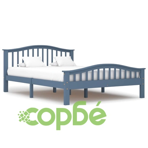 Рамка за легло, сива, борова дървесина масив, 140x200 cм ➤ топ цена ➤ sorbe.bg