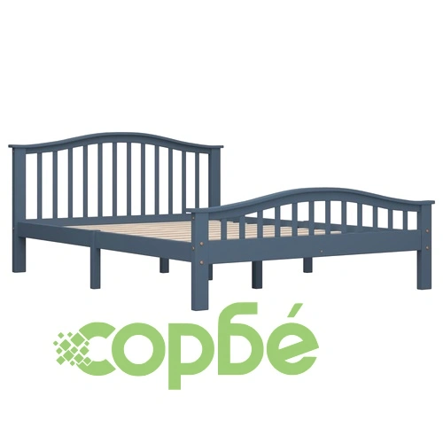 Рамка за легло, сива, борова дървесина масив, 140x200 cм ➤ топ цена ➤ sorbe.bg