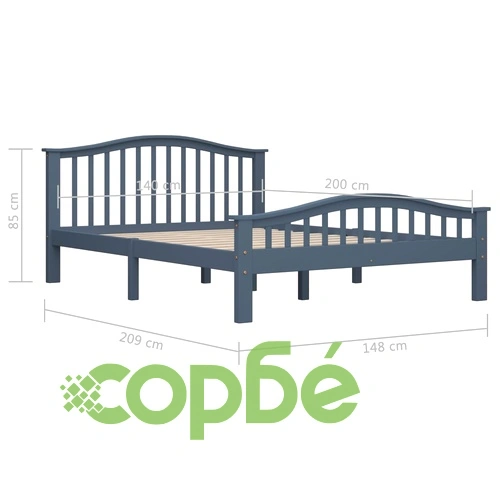 Рамка за легло, сива, борова дървесина масив, 140x200 cм ➤ топ цена ➤ sorbe.bg