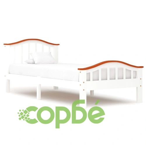 Рамка за легло, бяло и дъб, борово дърво масив, 90x200 cм ➤ топ цена ➤ sorbe.bg