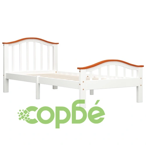 Рамка за легло, бяло и дъб, борово дърво масив, 90x200 cм ➤ топ цена ➤ sorbe.bg