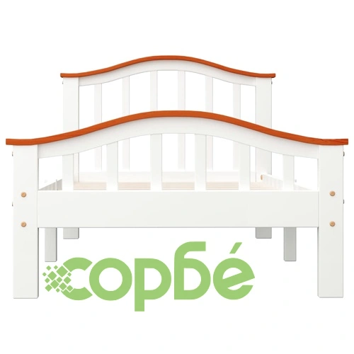 Рамка за легло, бяло и дъб, борово дърво масив, 90x200 cм ➤ топ цена ➤ sorbe.bg