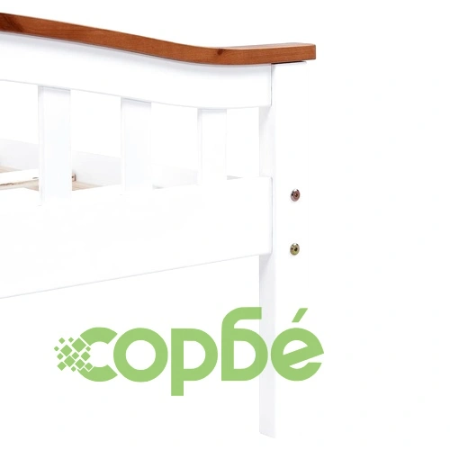 Рамка за легло, бяло и дъб, борово дърво масив, 90x200 cм ➤ топ цена ➤ sorbe.bg