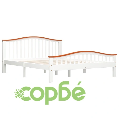 Рамка за легло, бяло и дъб, борово дърво масив, 160x200 cм ➤ топ цена ➤ sorbe.bg