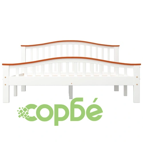 Рамка за легло, бяло и дъб, борово дърво масив, 160x200 cм ➤ топ цена ➤ sorbe.bg