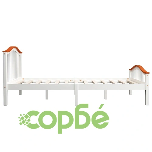 Рамка за легло, бяло и дъб, борово дърво масив, 160x200 cм ➤ топ цена ➤ sorbe.bg