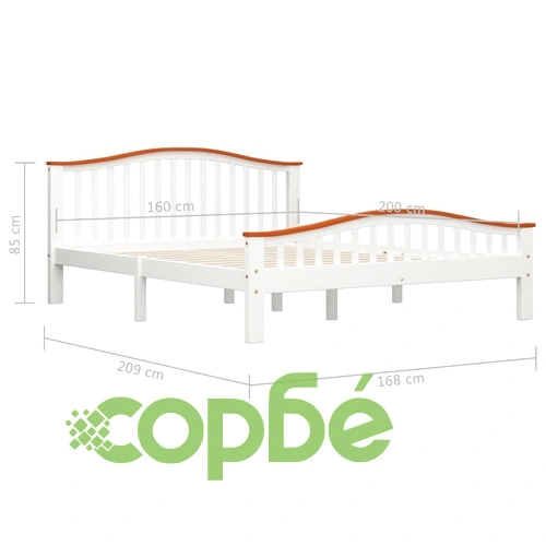 Рамка за легло, бяло и дъб, борово дърво масив, 160x200 cм ➤ топ цена ➤ sorbe.bg