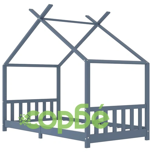Рамка за детско легло, сива, бор масив, 90х200 см ➤ топ цена ➤ sorbe.bg
