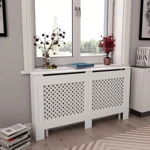 Параван за радиатор, бял, 152x19x81,5 см, МДФ