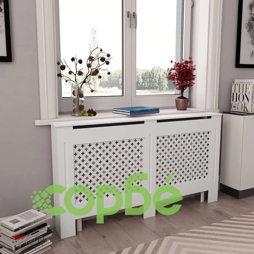 Параван за радиатор, бял, 152x19x81,5 см, МДФ ➤ топ цена ➤ sorbe.bg