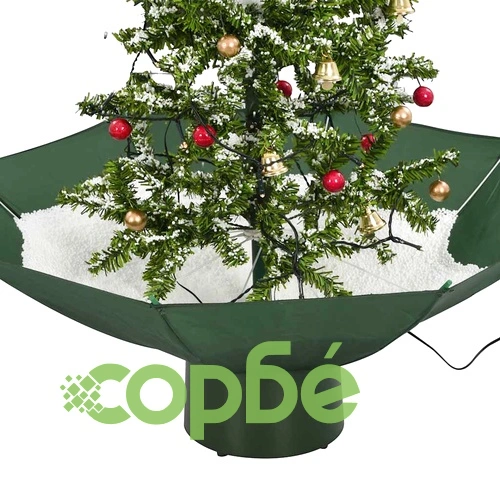 Коледна елха с валящ сняг и основа от чадър, зелена, 75 см ➤ топ цена ➤ sorbe.bg