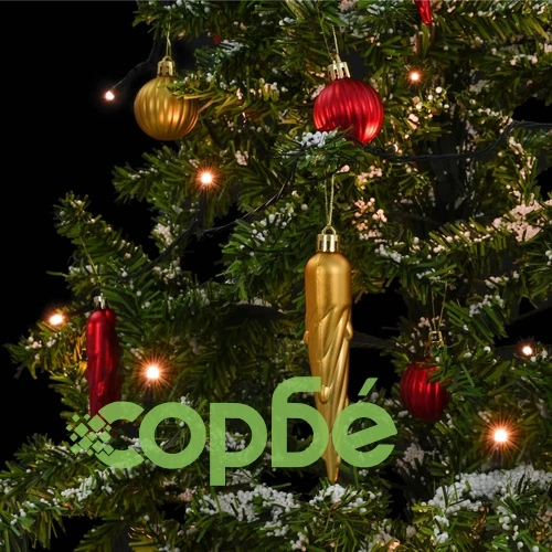Коледна елха с валящ сняг и основа от чадър, зелена, 140 см ➤ топ цена ➤ sorbe.bg