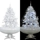 Коледна елха с валящ сняг и основа от чадър, бяла, 140 см