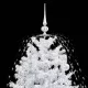 Коледна елха с валящ сняг и основа от чадър, бяла, 170 см