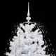 Коледна елха с валящ сняг и основа от чадър, бяла, 190 см