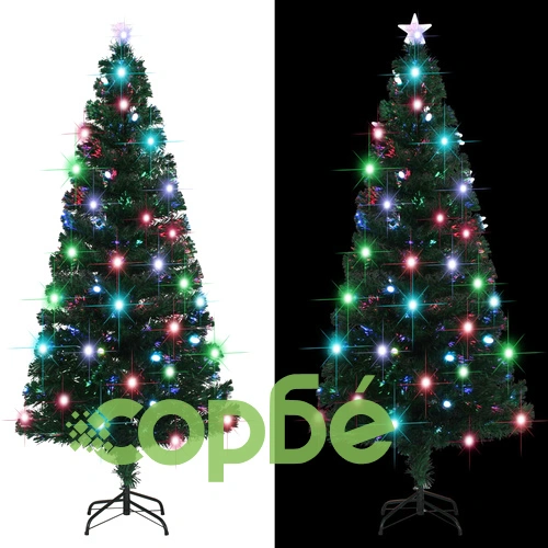 Готова осветена коледна елха със стойка 180 см оптично влакно ➤ топ цена ➤ sorbe.bg