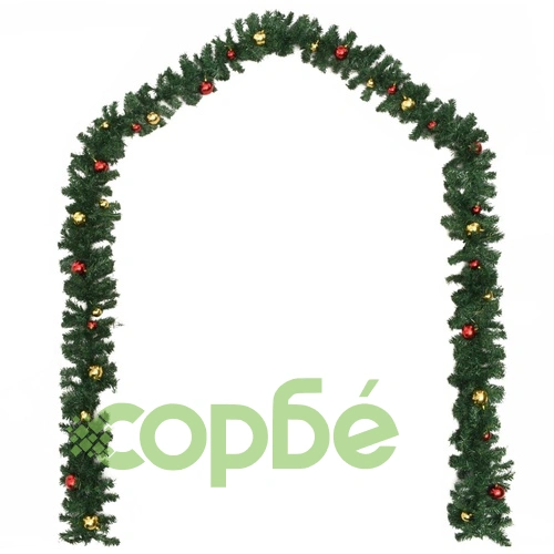 Коледен гирлянд, декориран с топки, 20 м ➤ топ цена ➤ sorbe.bg