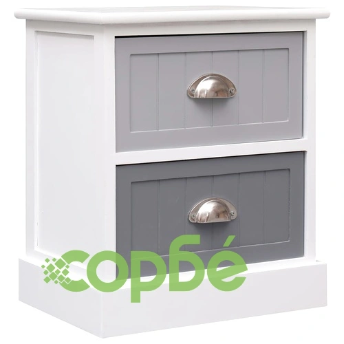 Нощно шкафче, сиво, 38x28x45 см, дърво от пауловния ➤ топ цена ➤ sorbe.bg