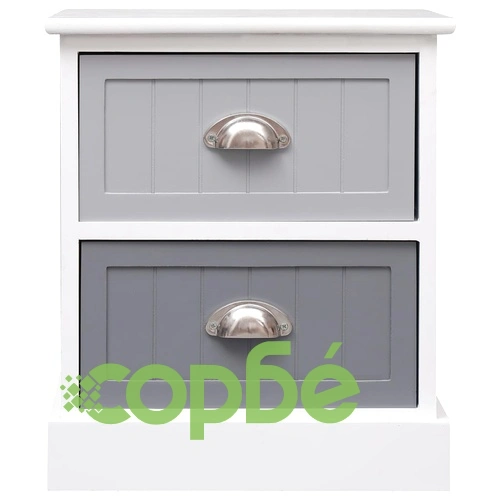 Нощно шкафче, сиво, 38x28x45 см, дърво от пауловния ➤ топ цена ➤ sorbe.bg