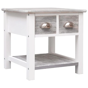 Странична маса, сива, 40x40x40 см, дърво от пауловния 