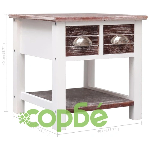 Странична маса, кафява, 40x40x40 см, дърво от пауловния ➤ топ цена ➤ sorbe.bg