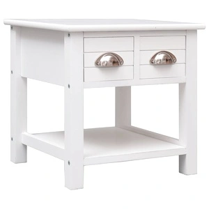 Странична маса, бяла, 40x40x40 см, дърво от пауловния