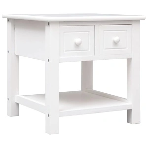 Странична маса, бяла, 40x40x40 см, дърво от пауловния