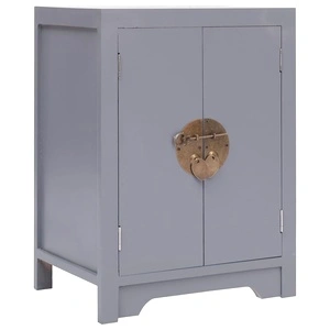 Нощно шкафче, сиво, 38x28x52 см, дърво от пауловния