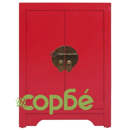 Нощно шкафче, червено, 38x28x52 см, дърво от пауловния ➤ топ цена ➤ sorbe.bg