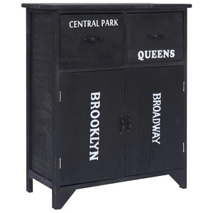 Страничен шкаф, черен, 60x30x75 см, дърво пауловния