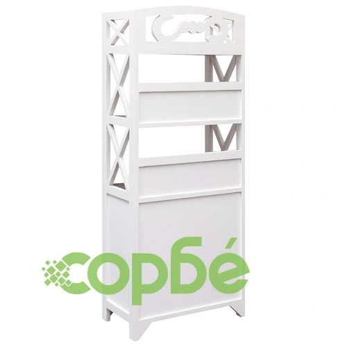 Шкаф за баня, бяло и сиво, 46x24x116 см, дърво пауловния ➤ топ цена ➤ sorbe.bg