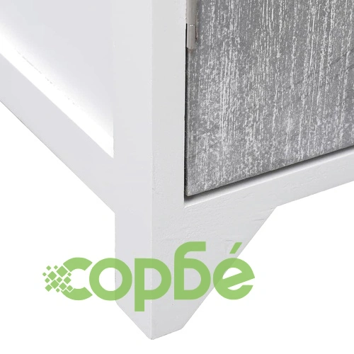 Шкаф за баня, бяло и сиво, 46x24x116 см, дърво пауловния ➤ топ цена ➤ sorbe.bg