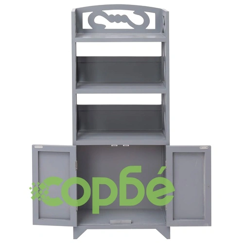 Шкаф за баня, сив, 46x24x116 см, дърво пауловния ➤ топ цена ➤ sorbe.bg