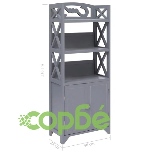 Шкаф за баня, сив, 46x24x116 см, дърво пауловния ➤ топ цена ➤ sorbe.bg