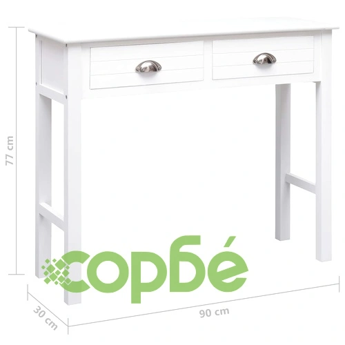 Конзолна маса, бяла, 90x30x77 cм, дърво ➤ топ цена ➤ sorbe.bg