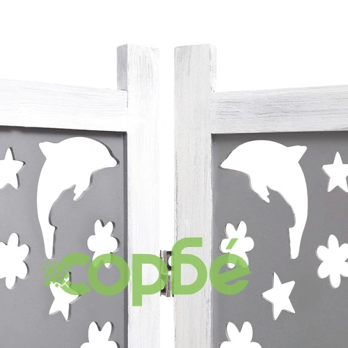 Параван за стая, 6 панела, сив, 210x165 cм, масивна дървесина ➤ топ цена ➤ sorbe.bg