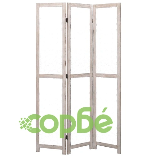 Параван за стая, 3 панела, бял, 105x165 cм, масивна дървесина ➤ топ цена ➤ sorbe.bg