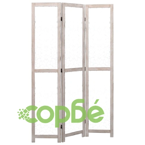 Параван за стая, 3 панела, бял, 105x165 cм, масивна дървесина ➤ топ цена ➤ sorbe.bg