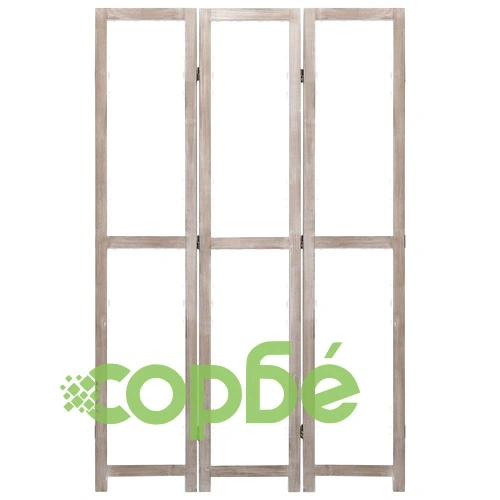 Параван за стая, 3 панела, бял, 105x165 cм, масивна дървесина ➤ топ цена ➤ sorbe.bg