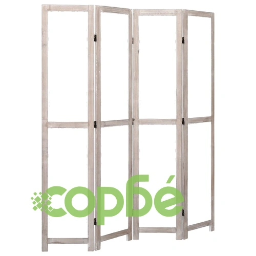 Параван за стая, 4 панела, бял, 140x165 cм, масивна дървесина ➤ топ цена ➤ sorbe.bg