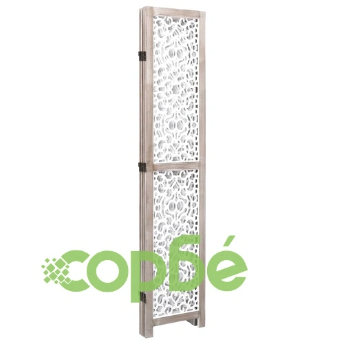 Параван за стая, 4 панела, бял, 140x165 cм, масивна дървесина ➤ топ цена ➤ sorbe.bg